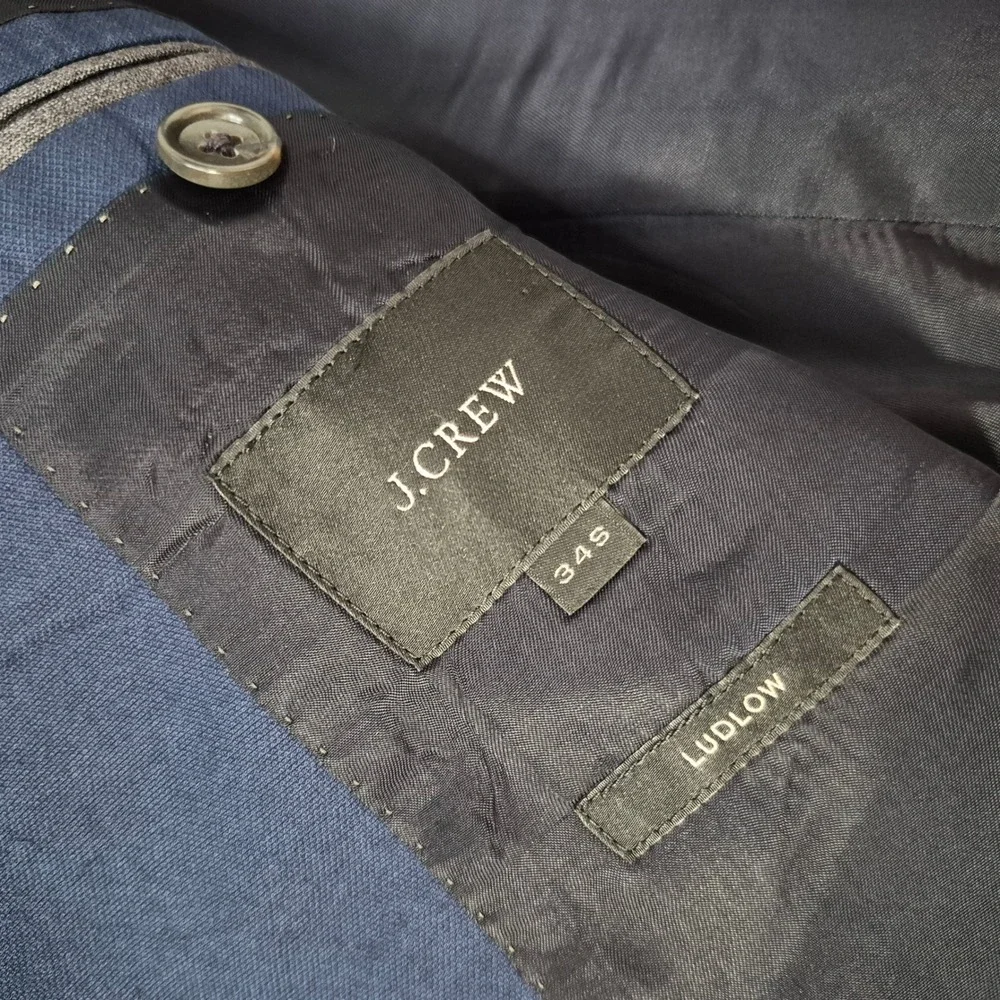 J.Crew Ludlow Slim Suit Men 34S 29x32 Classic Cotton Italian Fabric Navy Blue